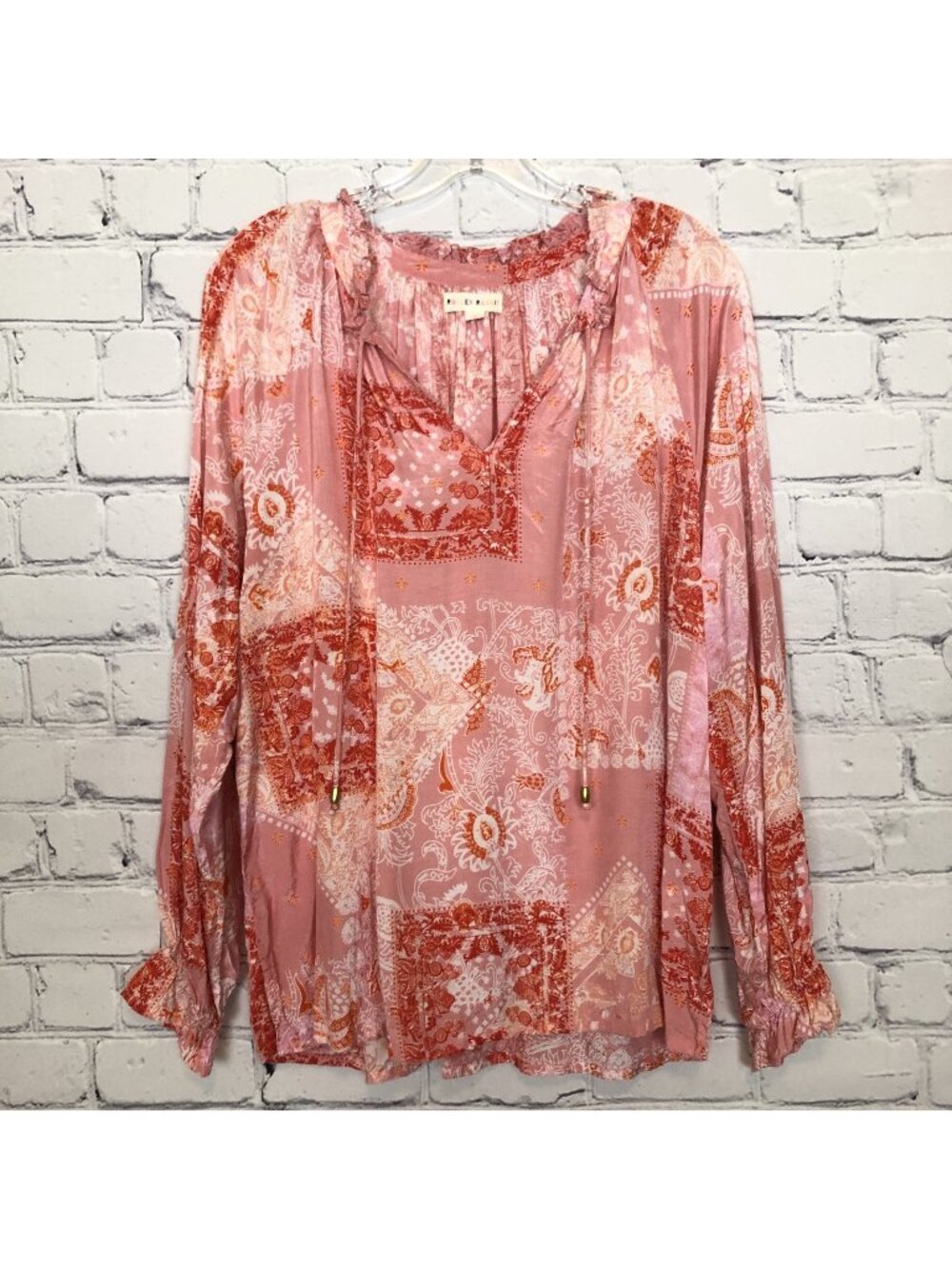 Roller Rabbit Maisie Patchwork Jay Top Size M Pink